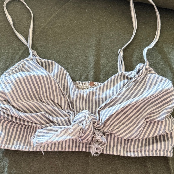 free people movement Tops - Free People One Striped Blue and White Women's Top